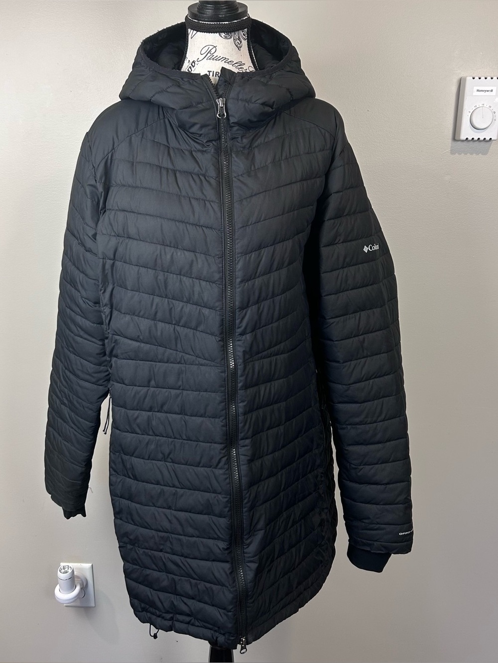 Columbia Winter Jacket Coat Women’s XXL Black Omni-Heat Hooded Long Puffer